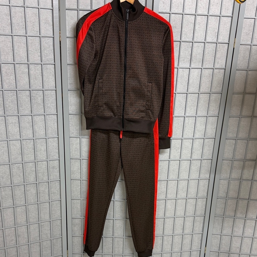 Michael Kors Brown and Red Track Suit, Extra Small